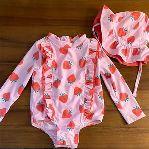 Tucker + Tate Pink Strawberry Rashguard Set